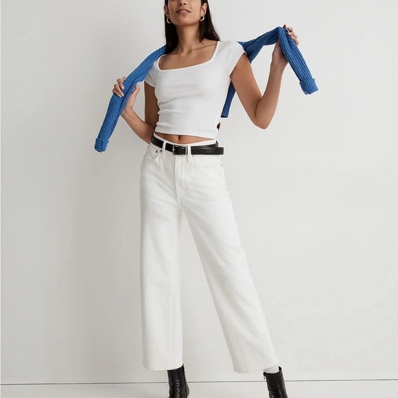 Madewell The Perfect Vintage Wide-Leg Crop Jean in Tile White Size 31 - Picture 1 of 12